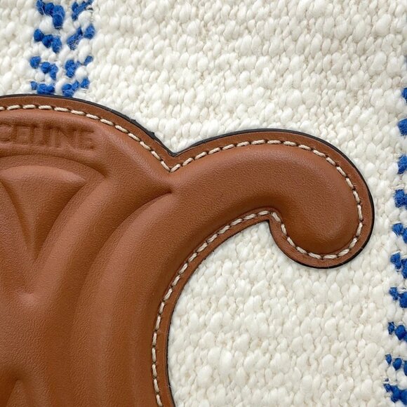 CELINE Small Cabas Thais Tote Bag Size Small Textile/Leather White/Blue 1991 - Picture 7 of 16